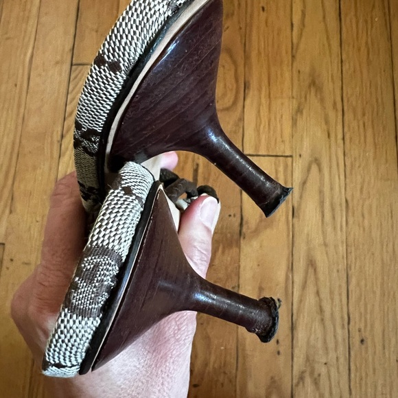 GUCCI GG CANVAS SANDAL HEELS - Picture 8 of 14